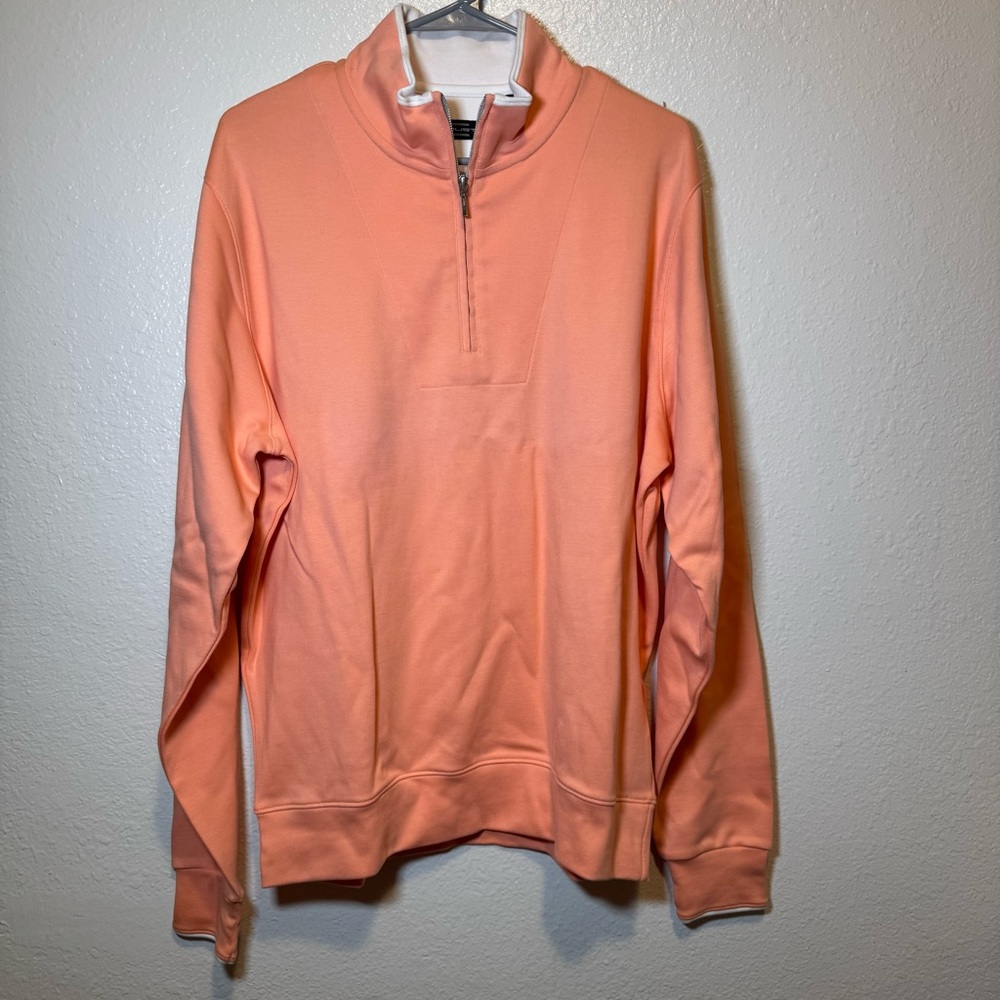 Carnoustie Quarter Zip Long Sleeve Pullover Orange Creamsicle Size Large New